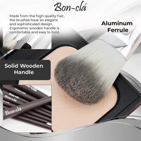 img 2 attached to 💄 Bon-clá Basic Makeup Brush Set - 8 Piece Set with Leather Travel Makeup Bag - Fan Brush, Powder Brush, Blending Shadow Brush, Small Contour Brush, Smudge Brush, Precision Shadow Brush, Brow Comb Brush, Angled Liner Brush - Makeup Brush Sets