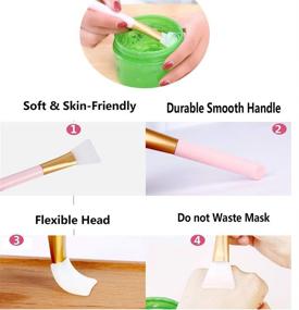 img 1 attached to 💆 Versatile 4 pc Bow Hair Band and Silicone Makeup Applicator Set for Spa, Shower, and DIY Facial Mask Application