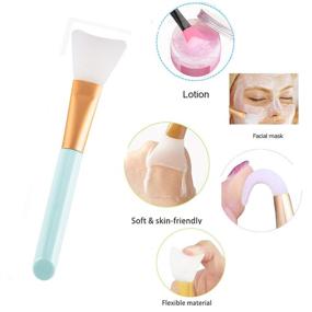 img 2 attached to 💆 Versatile 4 pc Bow Hair Band and Silicone Makeup Applicator Set for Spa, Shower, and DIY Facial Mask Application