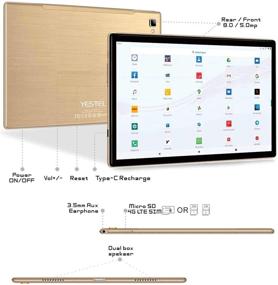 img 2 attached to 📱 YESTEL 10.1 Inch Android 10.0 Tablet - 5G/2.4G Dual Band WiFi, Octa-Core Processor, 64GB ROM, Full HD Display, 6000mAh Battery, Dual Camera, Bluetooth, GPS - Gold