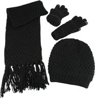 🧣 n'ice caps big girls sherpa-lined popcorn stitch beanie scarf gloves - the perfect winter set! logo