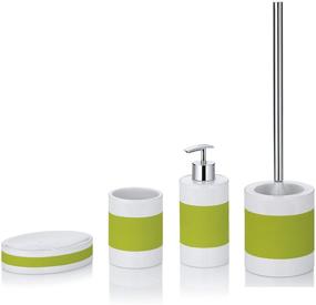 img 1 attached to 🚽 Kela Laletta Collection Toilet Brush Set in White/Lime Green: Quality and Style Combined