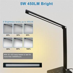 img 3 attached to Wireless Charging LED Desk Lamp, USB Charger, 6 Brightness Levels 💡 & 5 Lighting Modes, Eye-Friendly Desk Light for Home Office, Touch Control