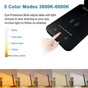 img 2 attached to Wireless Charging LED Desk Lamp, USB Charger, 6 Brightness Levels 💡 & 5 Lighting Modes, Eye-Friendly Desk Light for Home Office, Touch Control