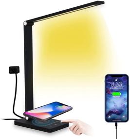 img 4 attached to Wireless Charging LED Desk Lamp, USB Charger, 6 Brightness Levels 💡 & 5 Lighting Modes, Eye-Friendly Desk Light for Home Office, Touch Control