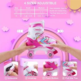 img 3 attached to Adjustable Roller Skates for Kids Girls Boys Beginners, with Light Up Wheels - 4 Sizes available for Children