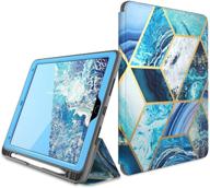 🔵 i-blason cosmo case for ipad air 3 and ipad pro 10.5 2017/2019 - blue, with built-in screen protector, trifold stand, pencil holder, auto sleep/wake logo