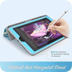 img 3 attached to 🔵 i-Blason Cosmo Case for iPad Air 3 and iPad Pro 10.5 2017/2019 - Blue, with Built-in Screen Protector, Trifold Stand, Pencil Holder, Auto Sleep/Wake