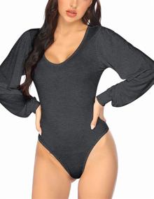 img 1 attached to 👗 Chigant Bodysuits Sleeve Leotard Jumpsuits: Versatile Women's Clothing Must-Have
