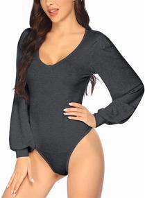 img 3 attached to 👗 Chigant Bodysuits Sleeve Leotard Jumpsuits: Versatile Women's Clothing Must-Have