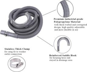 img 2 attached to 🚰 ALXEH 12ft Universal Flexible Washing Machine Drain Hose Extension Kit - Industrial Grade Polypropylene Discharge Hose | Fits up to 1-1/4 Inch Drain Outlets