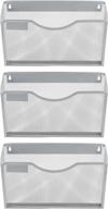 📁 easypag silver mesh wall file holder with 3 pockets - hanging file folder organizer for home and office, includes nametag label логотип