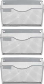 img 4 attached to 📁 EasyPAG Silver Mesh Wall File Holder with 3 Pockets - Hanging File Folder Organizer for Home and Office, includes Nametag Label