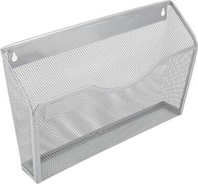 img 2 attached to 📁 EasyPAG Silver Mesh Wall File Holder with 3 Pockets - Hanging File Folder Organizer for Home and Office, includes Nametag Label