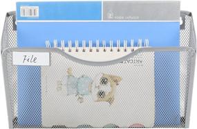 img 3 attached to 📁 EasyPAG Silver Mesh Wall File Holder with 3 Pockets - Hanging File Folder Organizer for Home and Office, includes Nametag Label