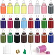 milijia 50pcs prewound bobbins/sewing threads kits with 25 colors and 550 yards per spool - high-quality polyester thread for hand & machine sewing logo