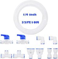 🚰 10 pack of 1/4" od quick connect push in water tube fittings with 32ft white tubing for ro water system логотип