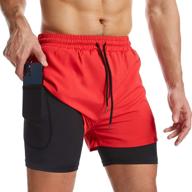 🏃 surenow men's 2 in 1 running shorts: quick dry athletic shorts with liner, zip pockets, and towel loop logo