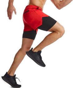 img 2 attached to 🏃 Surenow Men's 2 in 1 Running Shorts: Quick Dry Athletic Shorts with Liner, Zip Pockets, and Towel Loop