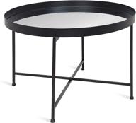☕️ black round metal coffee table with foldable mirrored tray top by kate and laurel celia logo
