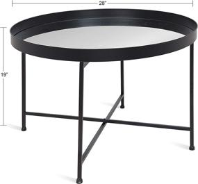 img 2 attached to ☕️ Black Round Metal Coffee Table with Foldable Mirrored Tray Top by Kate and Laurel Celia
