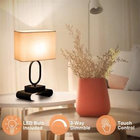 img 3 attached to 🌟 White Focondot Touch Control Lamp: USB Table Lamp with Dimmable T45 LED Bulb, Latest USB-C Charging Port, 2 AC Outlets – Stylish Bedside Lamp for Bedroom, Guestroom, Living Room, Hotel