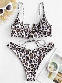 img 2 attached to 👙 ZAFUL V Notch Reversible Women's Clothing: Stylish Swimsuits for Women