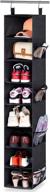 👠 aooda hanging shoe rack: 8-shelf closet organizer with side pockets - hat, clothes, handbag storage (black) логотип