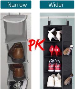 img 2 attached to 👠 AOODA Hanging Shoe Rack: 8-Shelf Closet Organizer with Side Pockets - Hat, Clothes, Handbag Storage (Black)