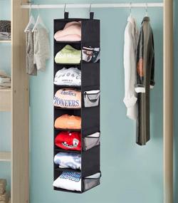 img 3 attached to 👠 AOODA Hanging Shoe Rack: 8-Shelf Closet Organizer with Side Pockets - Hat, Clothes, Handbag Storage (Black)