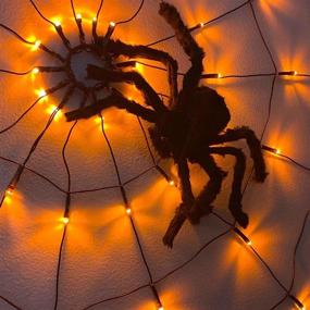 img 3 attached to 🕷️ 3.25FT Diameter 70LED Orange Spider Web Lights with Black Spider - Ideal for Halloween Indoor and Outdoor Decor