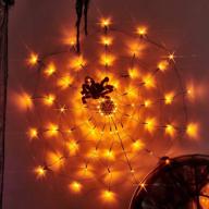 🕷️ 3.25ft diameter 70led orange spider web lights with black spider - ideal for halloween indoor and outdoor decor logo