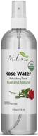 🌹 milania organic rose water spray 4 oz - natural facial toner, pore minimizer, redness reducer - revitalizing mist for face and hair, nourishing and hydrating skin logo