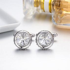 img 3 attached to Pinannie Austria Crystal Wedding Cufflinks