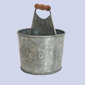 img 1 attached to 🧽 NIRMAN Rustic Galvanized Farmhouse Dish Sponge Holder and Utensil Caddy for Organizing Kitchen Countertop