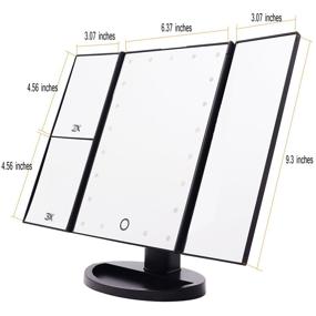 img 1 attached to 💄 EmaxDesign Vanity Mirror: 21 LED Lighted Makeup Mirror with Trifold Touch Screen and USB Charging - Black