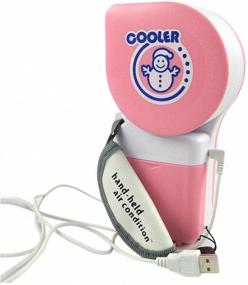 img 1 attached to Akanbou Portable Mini Handheld Air Conditioner Cooling Fan & Handy Cooler Small Fan - Battery or USB Powered (Pink)