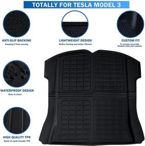 img 2 attached to 🚗 TUROAZ Tesla Model 3 Rear Trunk Liner 2017-2021, Waterproof Cargo Mat, Anti-Slip Custom Fit Tray Liner, All-Weather Trunk Tray Mat (Black)