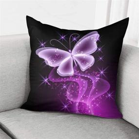 img 2 attached to 🦋 Stunning Purple Butterfly Printed Throw Pillow Covers | 18x18 Inches | Ideal for Home, Sofa, Bedroom & Car Décor