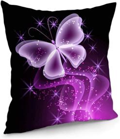 img 3 attached to 🦋 Stunning Purple Butterfly Printed Throw Pillow Covers | 18x18 Inches | Ideal for Home, Sofa, Bedroom & Car Décor
