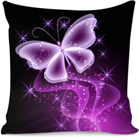 img 4 attached to 🦋 Stunning Purple Butterfly Printed Throw Pillow Covers | 18x18 Inches | Ideal for Home, Sofa, Bedroom & Car Décor