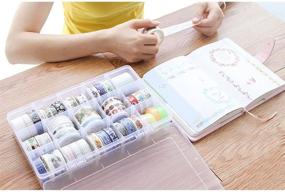 img 1 attached to 📦 Customizable Washi Tape Organizer Storage Box with 15 Adjustable Compartments - Clear Divider Closet Container for Masking Tape, Desktop Tape, DIY Stickers, and Roll Tape Holder Storage