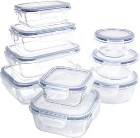 img 4 attached to 🍱 1790 Glass Food Storage Containers with Lids - 9 Pack: Airtight Glass Meal Prep Containers for Healthy Lunches - 18 Pieces