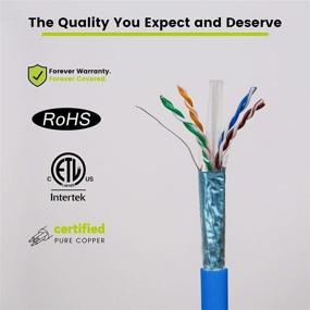 img 2 attached to Высокоскоростной защитный экран Blue Cat6A Riser Ethernet Cable с частотой 750 МГц, 1000 футов, 23AWG твердая медь, сертифицированный ETL, общий фольгированный экран (FTP), оптовая продажа.