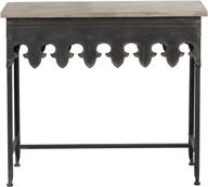 vintage-inspired distressed dark grey table with scalloped edge and wood top by creative co-op ec0118 logo