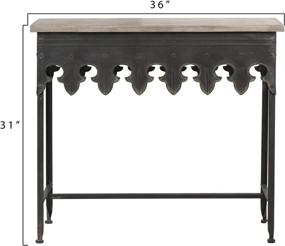 img 1 attached to Vintage-Inspired Distressed Dark Grey Table with Scalloped Edge and Wood Top by Creative Co-op EC0118