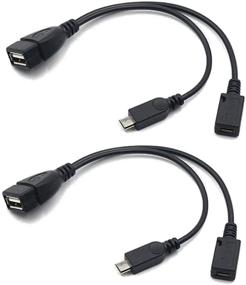 img 4 attached to 🔌 AuviPal 2-in-1 Micro USB to USB Adapter (OTG Cable + Power Cable) for Fire Stick, Playstation Classic and More - 2 Pack: Streamline Your Device Connectivity!