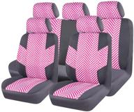 🚗 car pass homestyle linen universal fit car seat covers: airbag compatible & stylish design in black with pink – ideal for suvs, cars, trucks, sedans, vans! logo