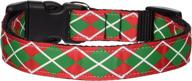 🎄 festive argyle nylon dog collar for christmas celebrations logo