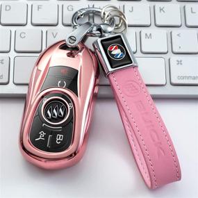 img 4 attached to 🔑 Longzheyu Luxury TPU Key Fob Case Cover for Buick Verano Regal Lacross Encore Envision Enclave GL8 2015-2018 - Pink, with Keychain